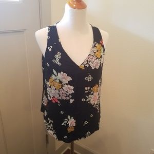 Black Floral Print Tank Top